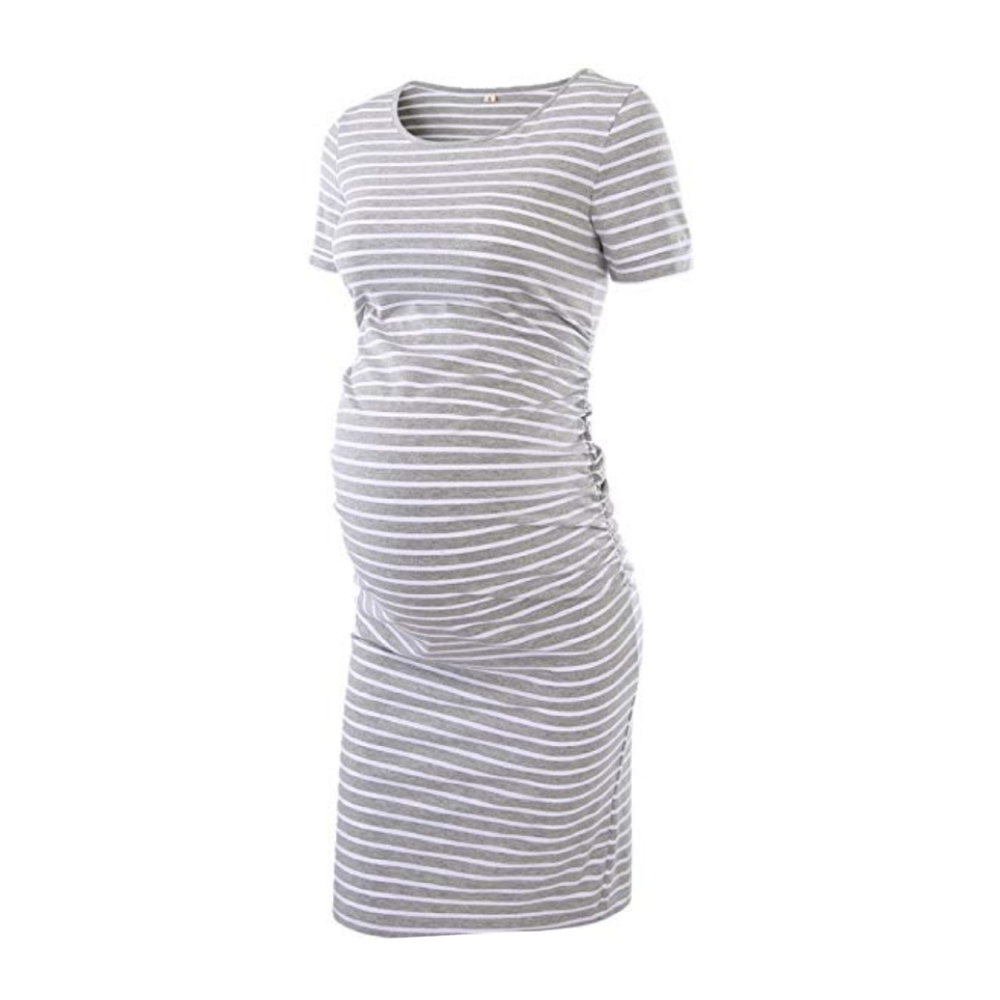 Liu & Qu | Gray/White Bodycon Maternity Dre
